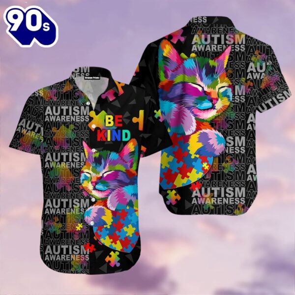 Autism Awareness Cat Be Kind Hawaiian Shirt  For Men &amp Women  Adult