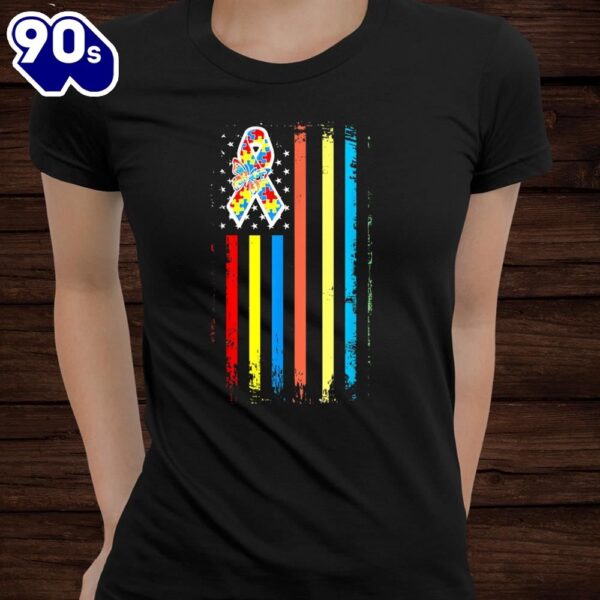 Autism Awareness Month American Flag Autistic Pride Shirt