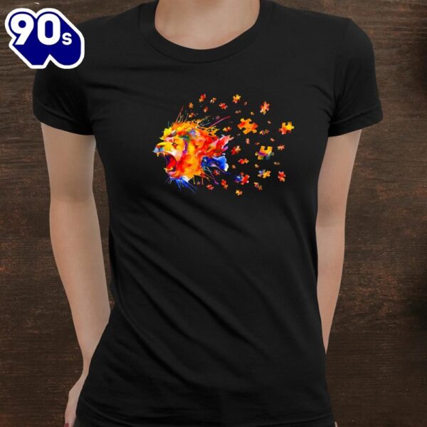 Autism Awareness Roar Cute Lion Puzzle Shirt