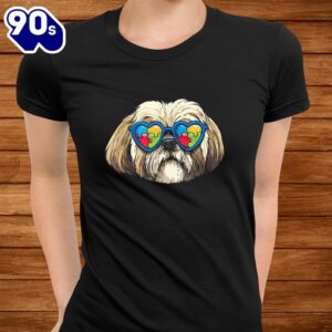 Autism Awareness Shih Tzu Dog Puzzle Boys Kids Shirt 2
