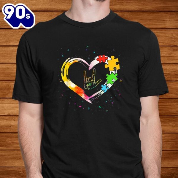 Autism Awareness Special Ed Teacher Asl Sign Language Puzzle Shirt