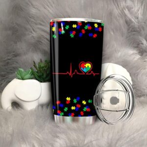 Autism Awareness Puzzle Piece Heartbeat…