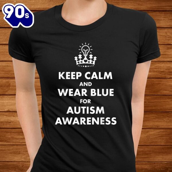 Autism Blue Keep Calm Light Bulb Puzzle Awareness Support Shirt