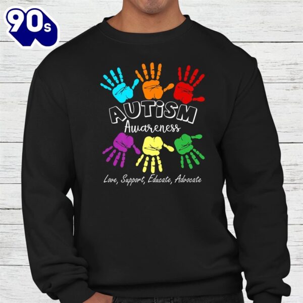 Autism Love Support Educated Advocate Awareness Month Kids Shirt