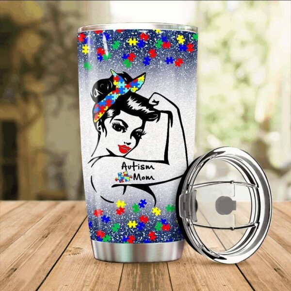 Autism Mom Strong Tumbler Ideas Autism Awareness Puzzle Design