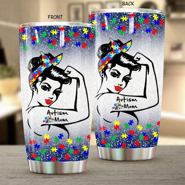 Autism Mom Strong Tumbler Ideas Autism Awareness Puzzle Design