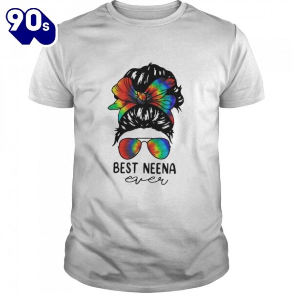 Bleach best neena ever tie dye messy bun hair mother’s day shirt