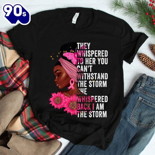 Breast Cancer Awareness Black Women Warrior Pink Ribbon Shirt
