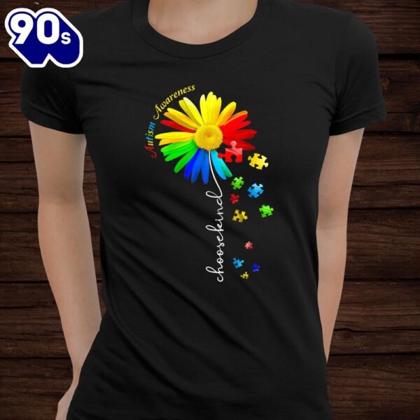 Choose Kind Autism Awareness Sunflower Mom Women Cute Shirt