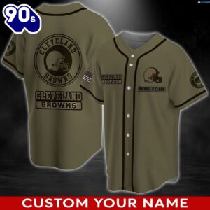 Cleveland Browns Camo America Flag NFL Personalized Baseball Jersey Shirt