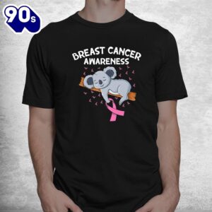 Cute Koala With Pink Ribbon Support Breast Cancer Awareness Shirt 1