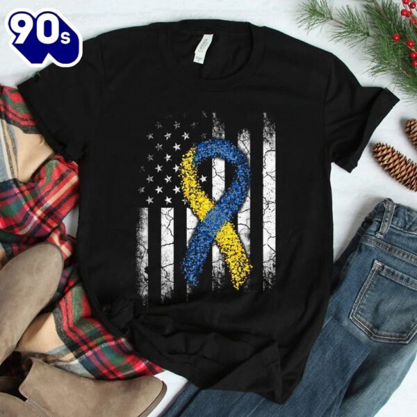 Down Syndrome Awareness US Flag Shirt Dad Mom Down Syndrome Shirt