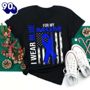 I Wear Blue For My Mom Diabetes Awareness American Flag Shirt 2