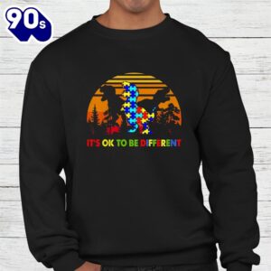 It's Ok To Be Different Autism Awareness T Rex Dinosaur Shirt 2