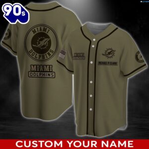 Miami Dolphins NFL Personalized Custom Name Baseball Jersey Shirts