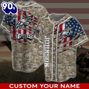 Philadelphia Eagles NFL Custom Name Baseball Jersey Shirt