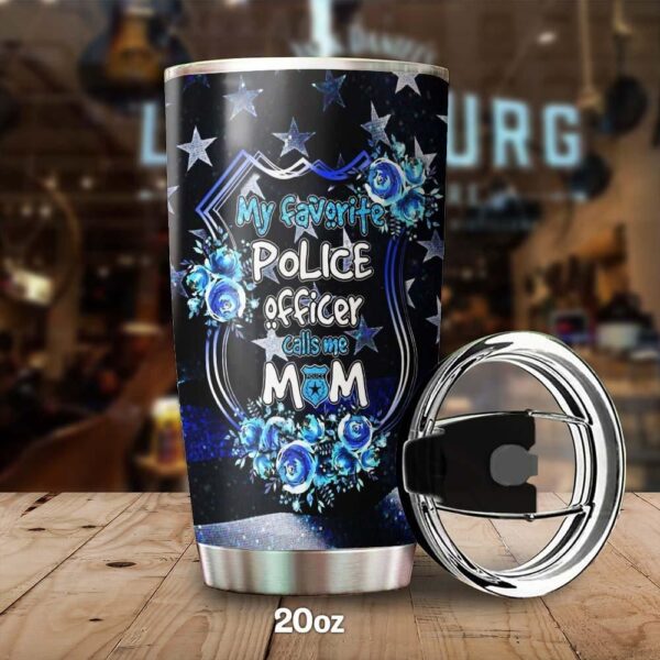 Proud Mom Of A Brave Police Stainless Steel Tumbler Cup  Travel Mug
