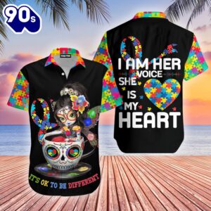 Skull Girl Autism Awareness Hawaiian…