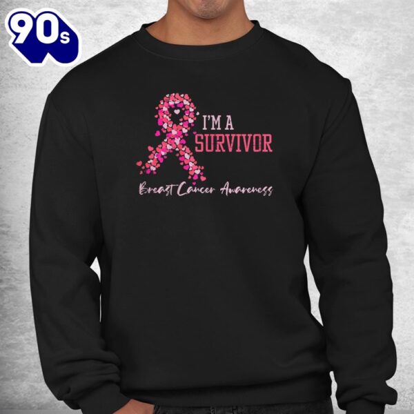 Survivor Pink Ribbons Hearts Breast Cancer Awareness Woshirt