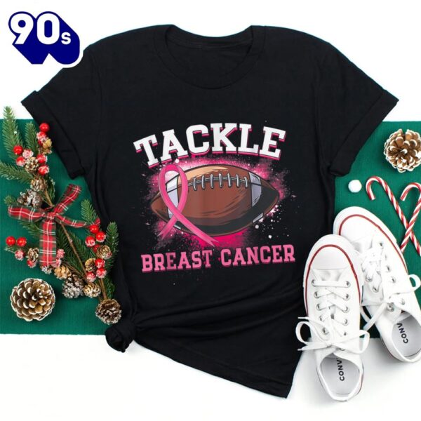 Tackle Football Pink Ribbon Breast Cancer Awareness Shirt