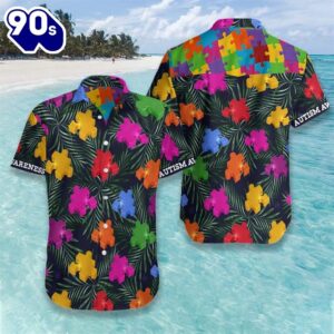 Tropical Pattern Autism Awareness Hawaiian…