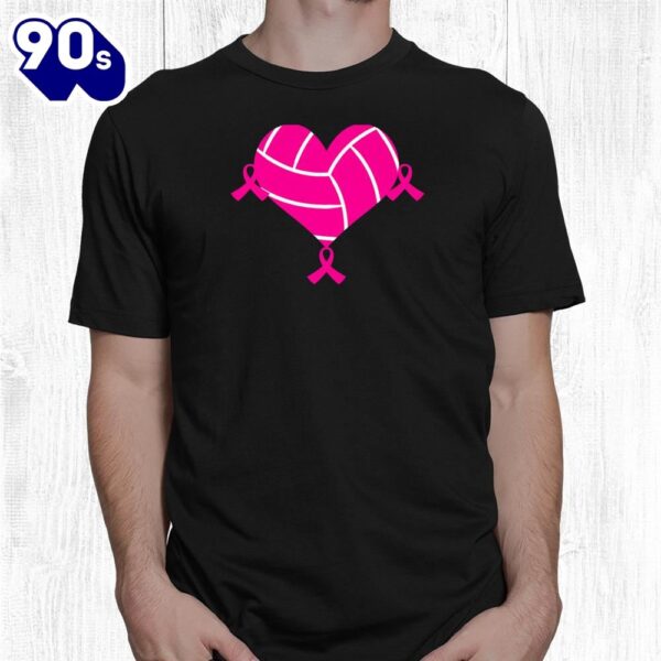 Volleyball Tshirt Pink Ribbon Cool Breast Cancer Awareness Shirt