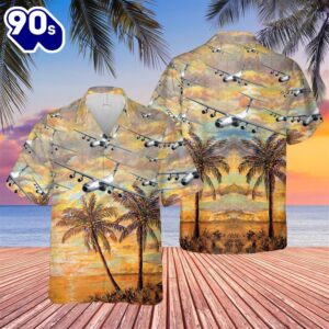 US Air Force Lockheed C-141 Starlifter Trendy Hawaiian Shirt Vintage Military Aircraft