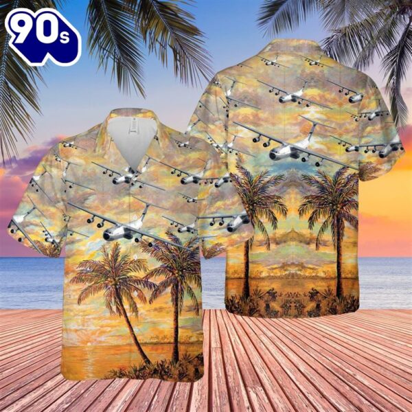 US Air Force Lockheed C-141 Starlifter Trendy Hawaiian Shirt Vintage Military Aircraft