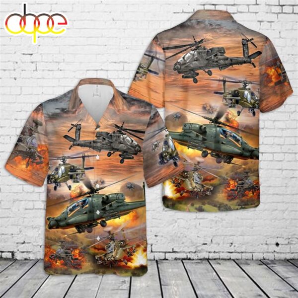 US Army Boeing AH-64 Apache Hawaiian Shirt