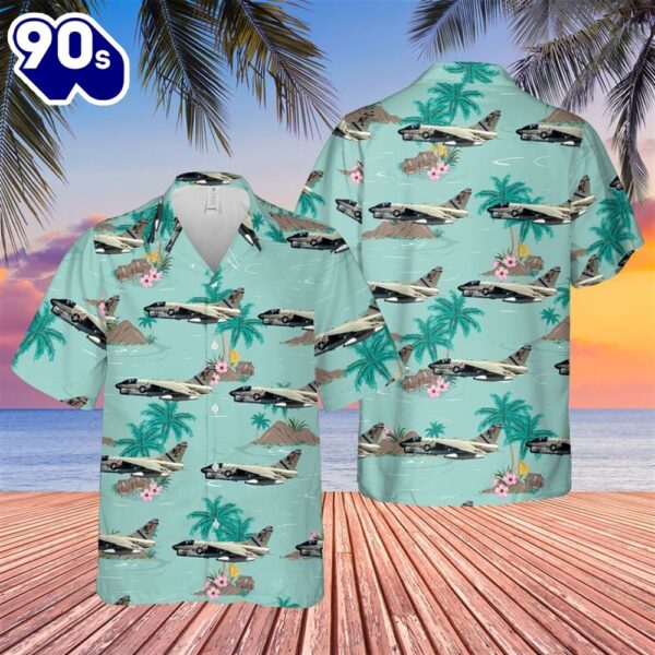 US Navy A-7E Corsair II Of VA-22 Fighting Redcocks Hawaiian Shirt