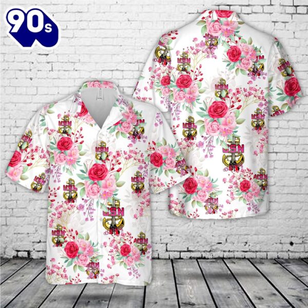 US Navy Female Chick Chief CPO Pink 1 Hawaiian Shirt