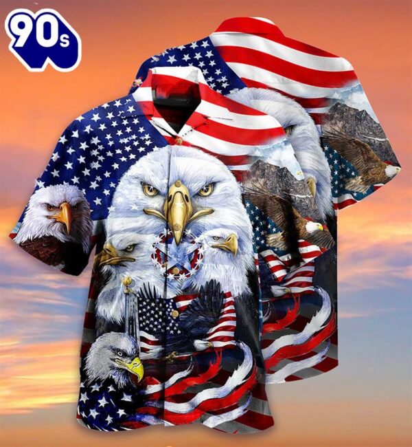 4th Of July America Proud Happy Day Aloha Button Up  Hawaiian Shirt
