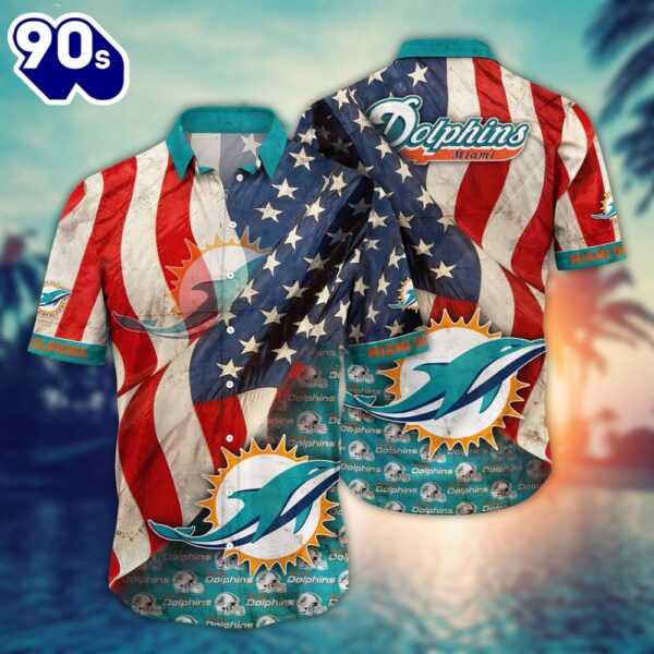 Miami Dolphins NFL US Flaq 4th Of July Hawaiian Shirt  For Fans Trending Summer Football Shirts