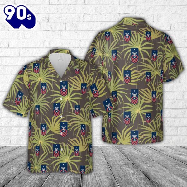 US Navy Senior Chief Red E-8 Explosive Ordinance Disposal EOD Hawaiian Shirt