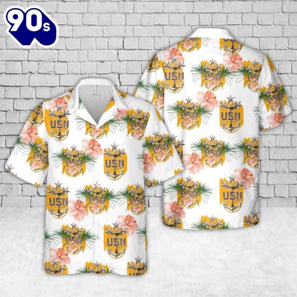 US Navy USN Miniature E-9 Master CPO Cap Device Hawaiian Shirt