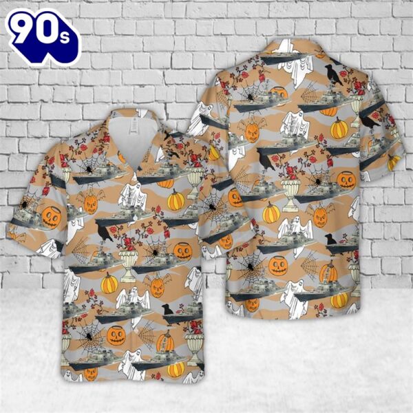 US Navy USS Cole (DDG-67) Arleigh Burke-class Destroyer Halloween Hawaiian Shirt