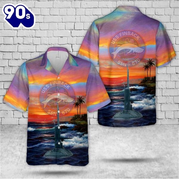 US Navy USS Finback (SSN-670) Attack Submarine Hawaiian Shirt