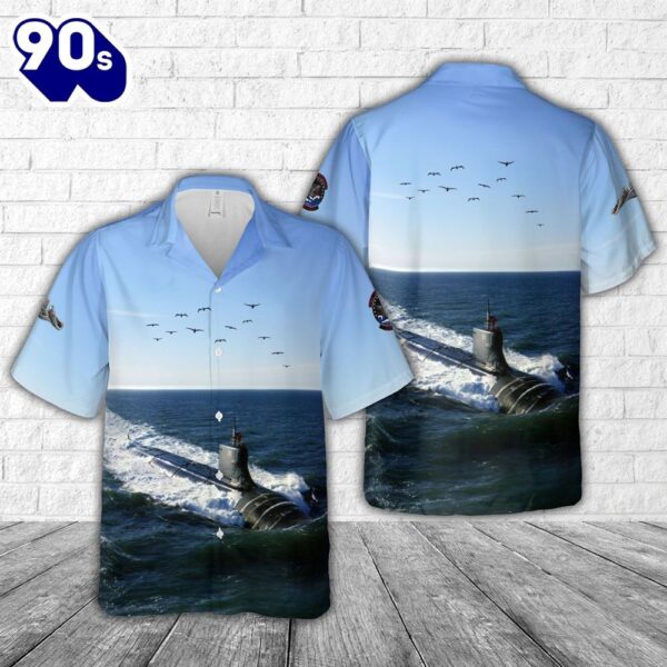 US Navy USS Seawolf (SSN-21) Submarine Dolphins Insignia Hawaiian Shirt