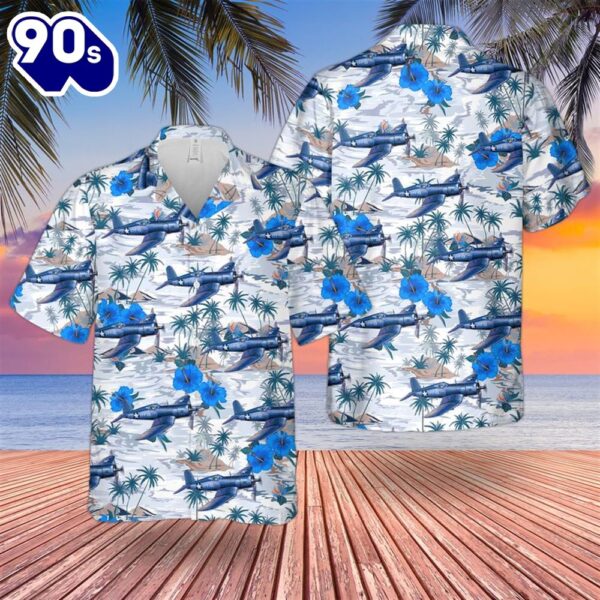 US Navy Vought F4U-1 Corsair Birdcage Hawaiian Shirt