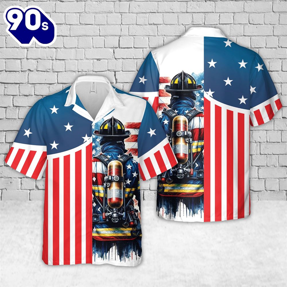 4th July Happy Independence Day US Flag Firefighter Flag Hawaiian Shirt 4th July Happy Independence Day US Flag Firefighter Flag Hawaiian Shirt