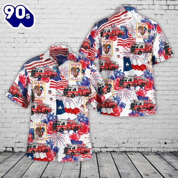 Allen, Texas, Allen Fire Department, 4th Of July Hawaiian Shirt