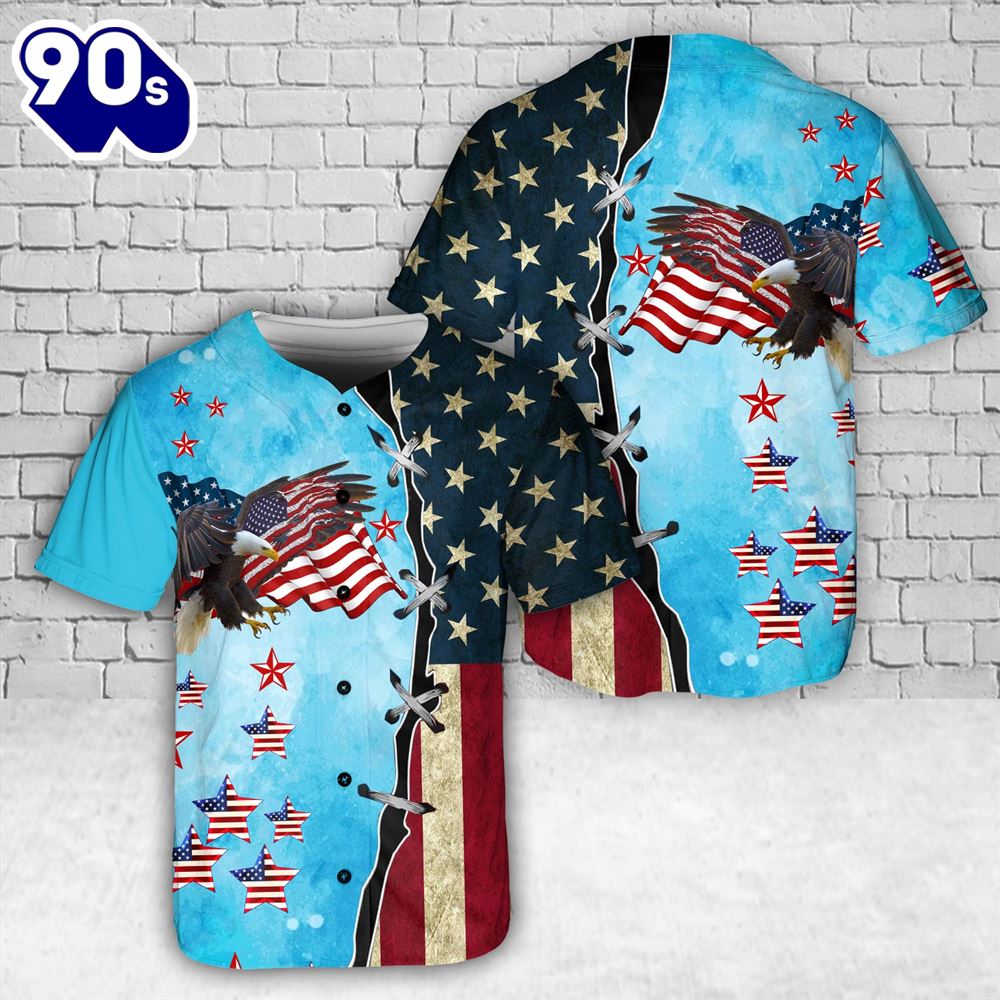 American Flag Eagle 4th Of July Baseball Jersey American Flag Eagle 4th Of July Baseball Jersey