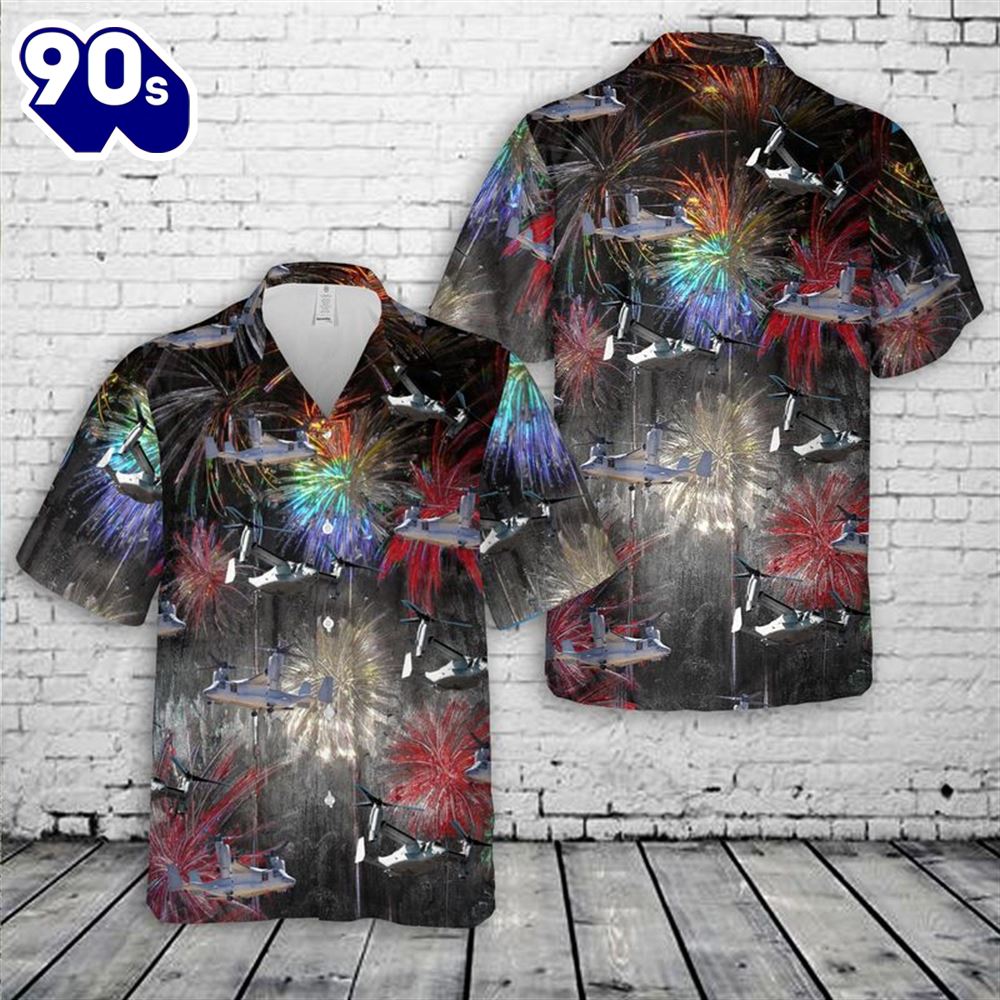 Bell Boeing V-22 Osprey Firework Art 4th Of July Hawaiian Shirt Bell Boeing V-22 Osprey Firework Art 4th Of July Hawaiian Shirt