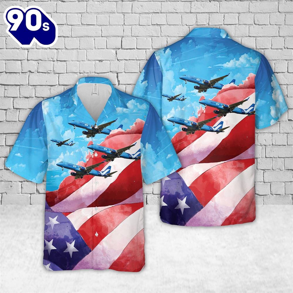Breeze Airways E190, 4th Of July Hawaiian Shirt Breeze Airways E190, 4th Of July Hawaiian Shirt