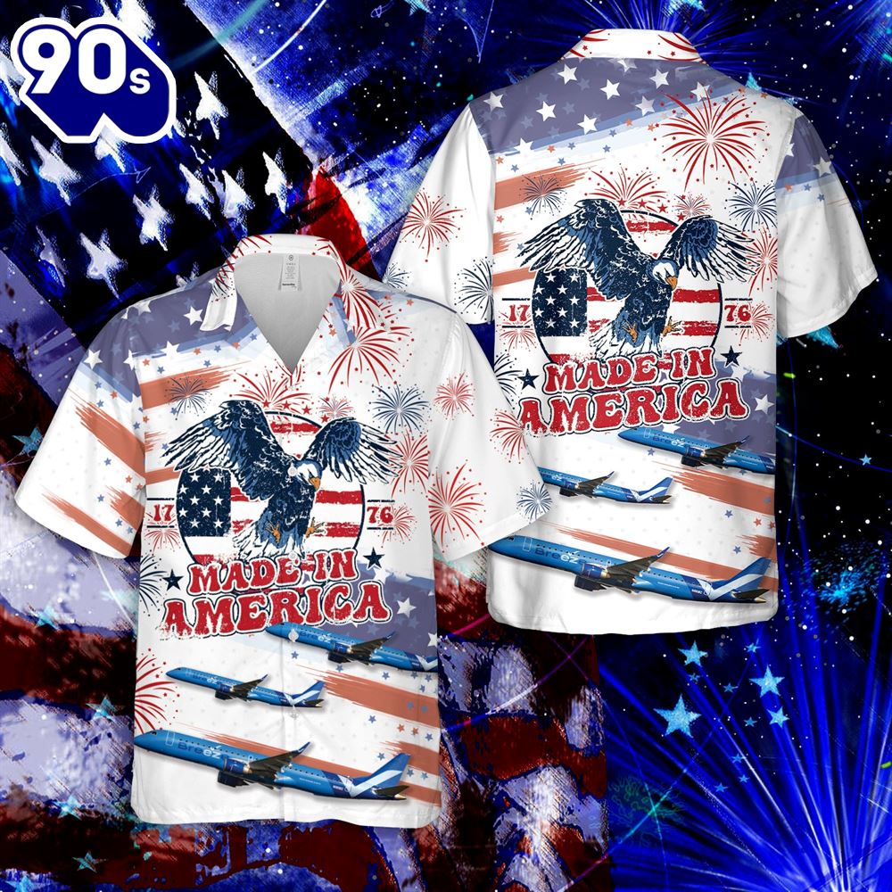Breeze Airways Embraer 190-200IGW, 4th Of July Hawaiian Shirt Breeze Airways Embraer 190-200IGW, 4th Of July Hawaiian Shirt