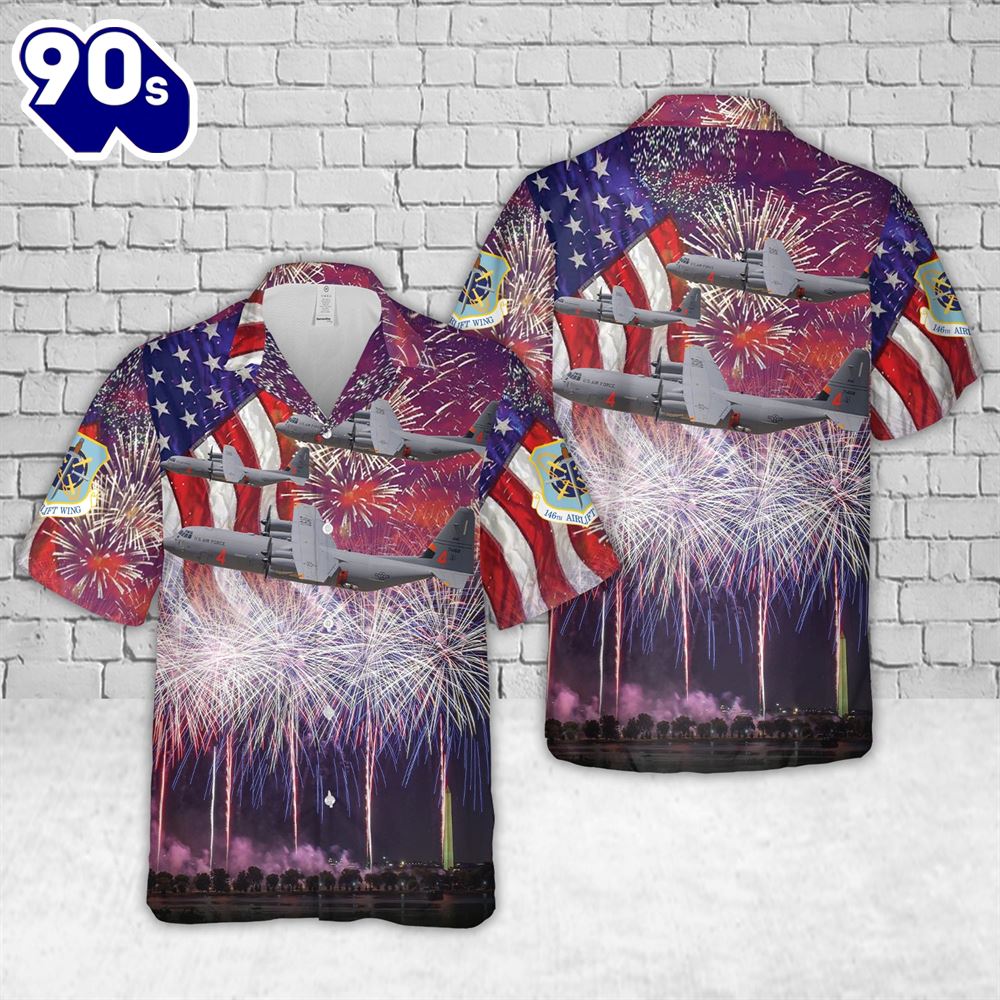 California Air National Guard 146th Airlift Wing Lockheed Martin C-130J-30 Hercules (L-382), 4th Of July Hawaiian Shirt California Air National Guard 146th Airlift Wing Lockheed Martin C-130J-30 Hercules (L-382), 4th Of July Hawaiian Shirt