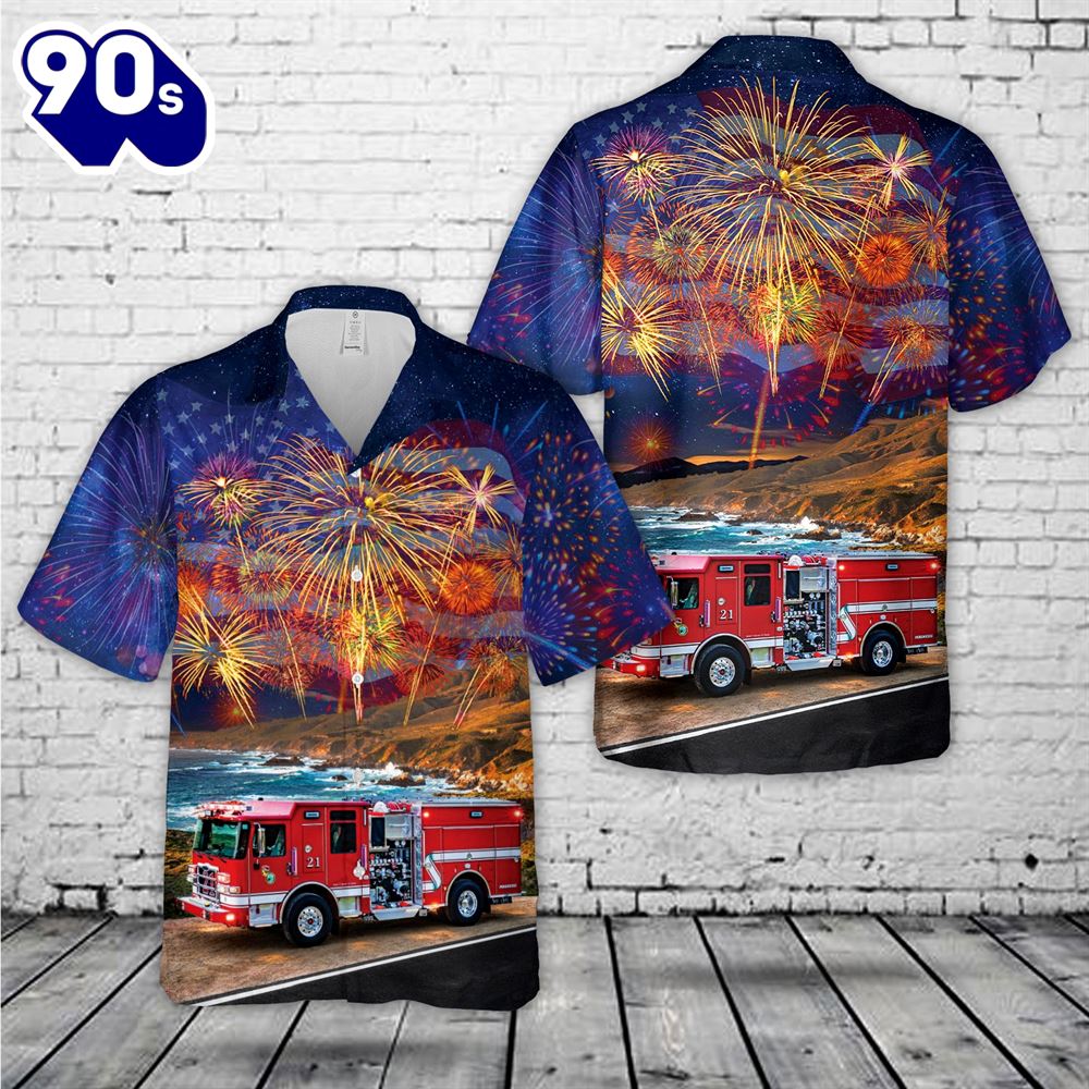 Carmel-by-the-Sea, California, Cal FireCarmel Highlands Fire Protection District, 4th Of July Hawaiian Shirt Carmel-by-the-Sea, California, Cal FireCarmel Highlands Fire Protection District, 4th Of July Hawaiian Shirt
