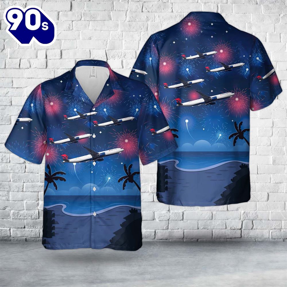 Delta Air Lines Airbus A330-941N, 4th Of July Hawaiian Shirt Delta Air Lines Airbus A330-941N, 4th Of July Hawaiian Shirt