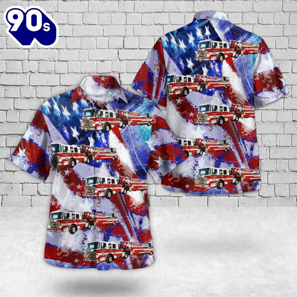 District Heights, Maryland, District Heights Career Fire Station 26, 4th Of July Hawaiian Shirt District Heights, Maryland, District Heights Career Fire Station 26, 4th Of July Hawaiian Shirt