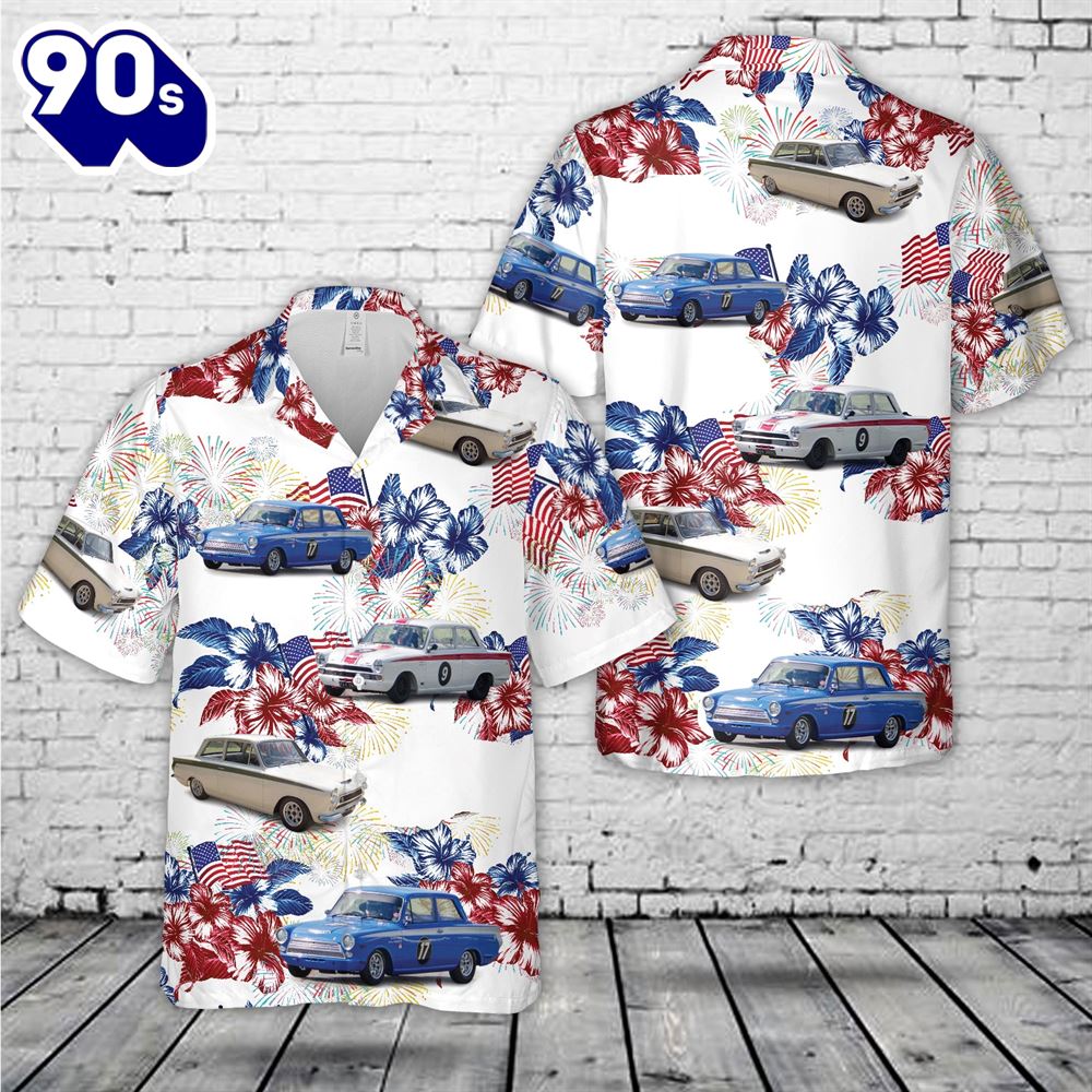 Ford Lotus Cortina Mk1 1964, 4th Of July Hawaiian Shirt Ford Lotus Cortina Mk1 1964, 4th Of July Hawaiian Shirt